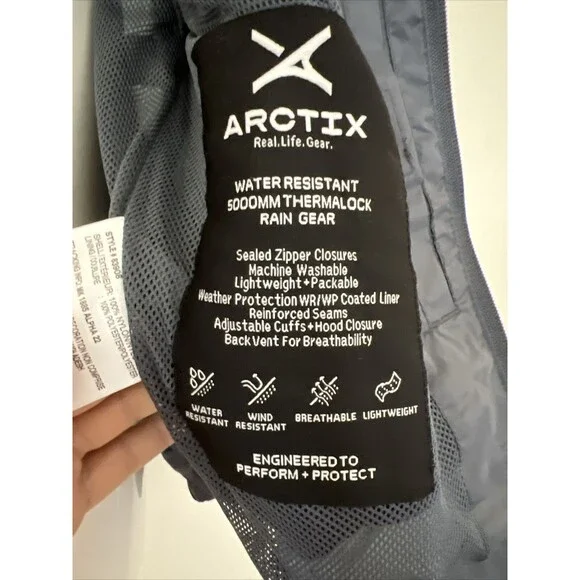 Arctix Kids Stream Rain Jacket Windbreaker HoodedWater Weatherproof Unisex Grey - Picture 9 of 16